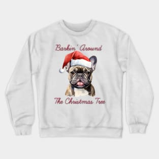 Christmas French Bulldog Dog in Santa Hat Crewneck Sweatshirt